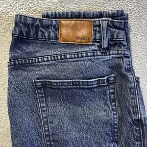 Mens WRST Slim Jeans W33 L32 Dark Wash Distressed Denim Casual Pants